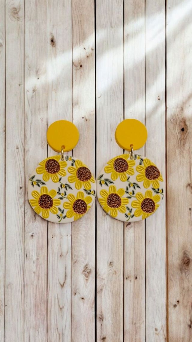 Pendientes Girasol - Amarillo y Blanco