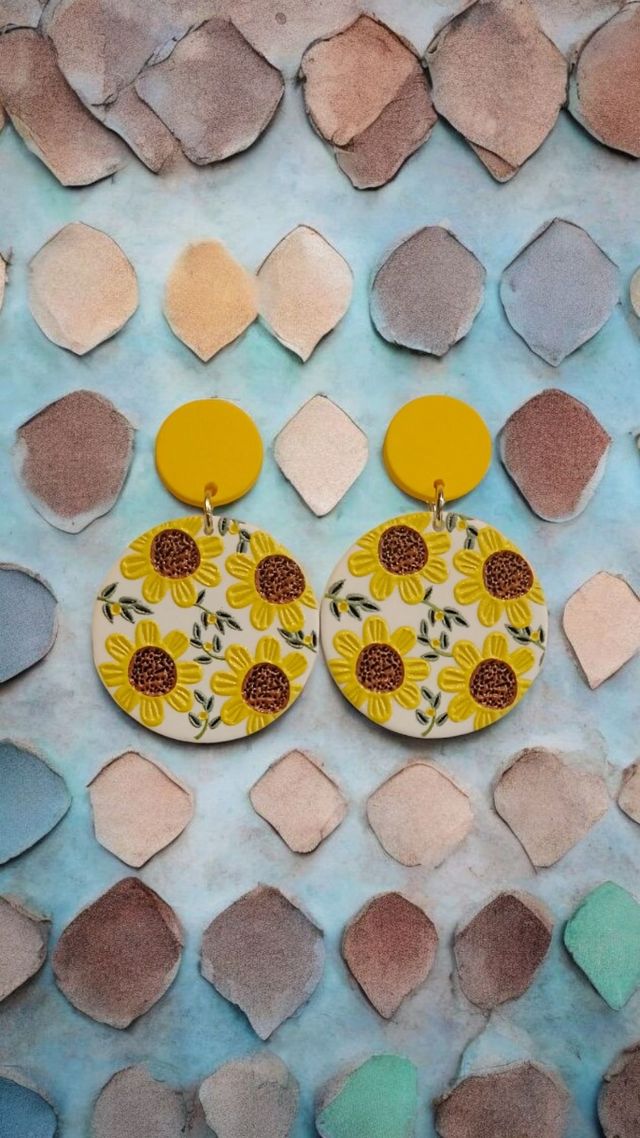 Pendientes Girasol - Amarillo y Blanco