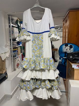 Traje Flamenca 4XL - Blanco/Amarillo