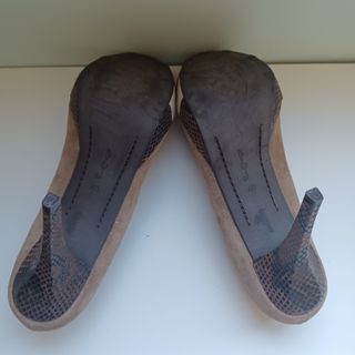Zapato tacón peeptoes tonos marrones BLANCO