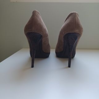 Zapato tacón peeptoes tonos marrones BLANCO