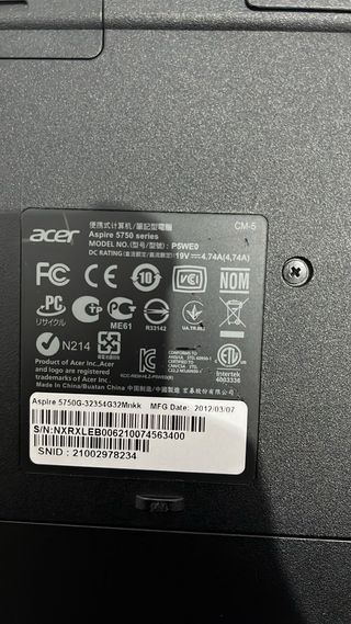 Portátil Acer Aspire 5750 series