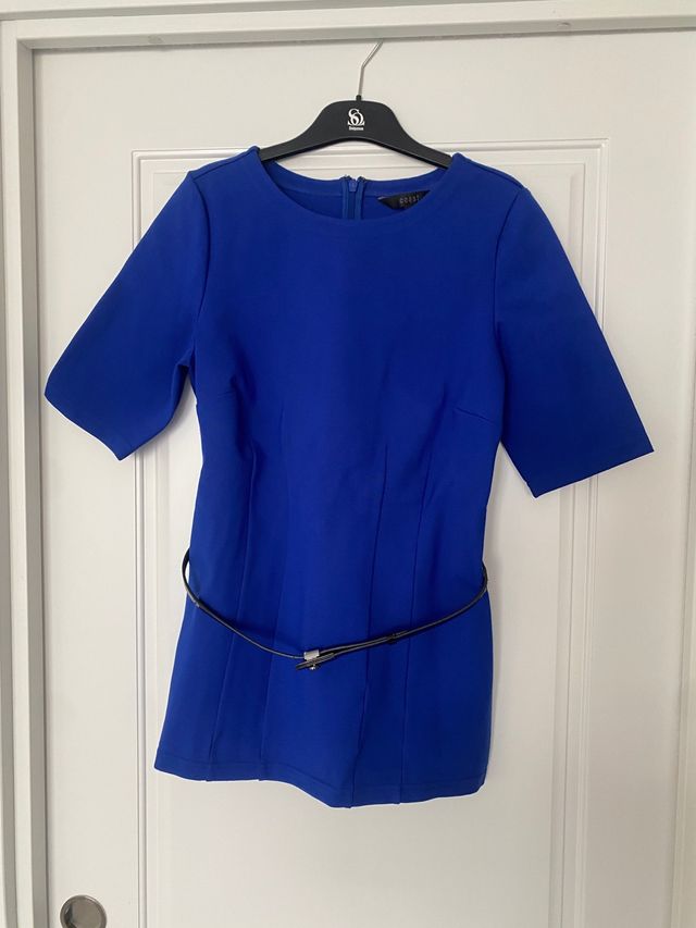 Top azul klein manga corta