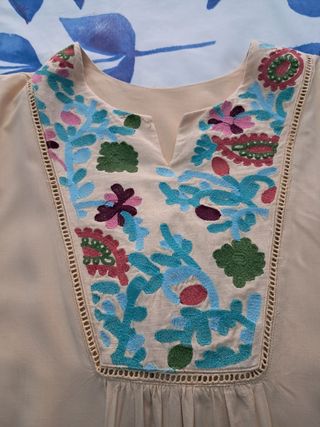 Kaftan beige bordado - Playa/Piscina