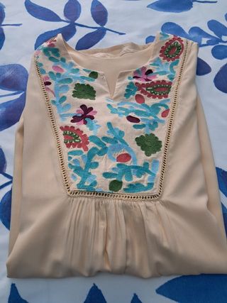 Kaftan beige bordado - Playa/Piscina
