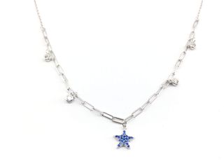 cadena plata 925mm con piedra con circonita 19 2.5cm