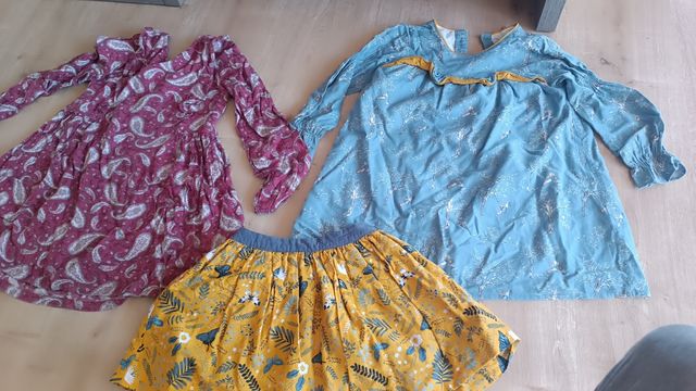 Pack  2 vestidos y falda 5-6 años niña