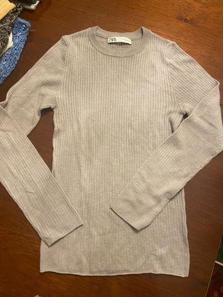 Jersey Zara canalé gris - Talla S