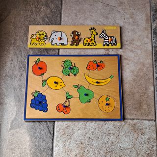 Rompecabezas de madera Djeco: animales y frutas