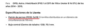 Ruedas y LLantas OPEL Astra J Hatchback 1.6 C
