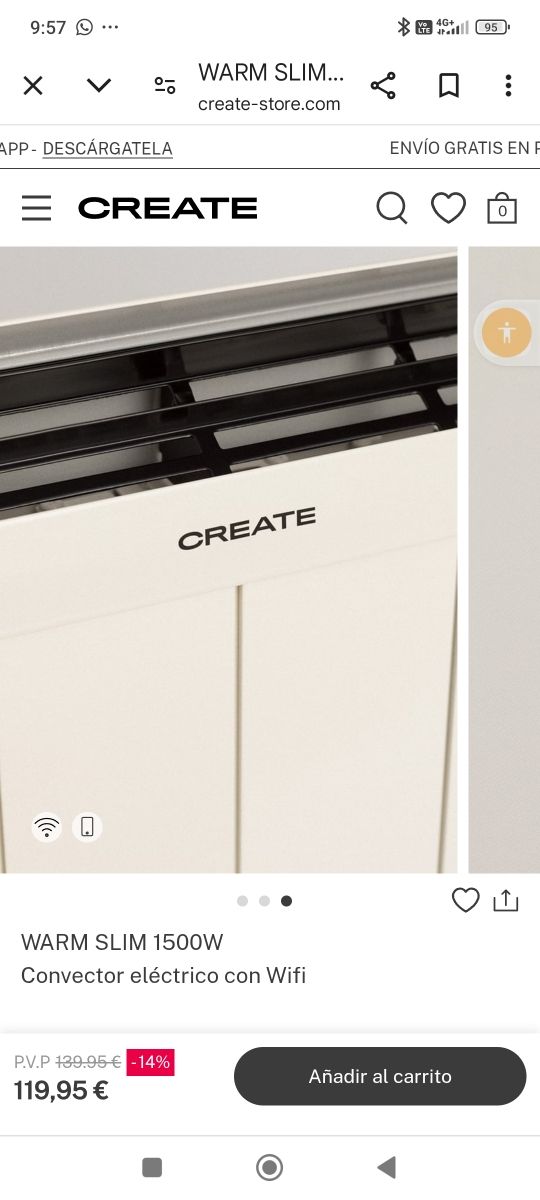 Convector eléctrico a estrenar, en su caja