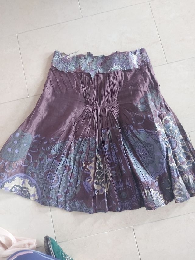 Falda estampada marrón-morada