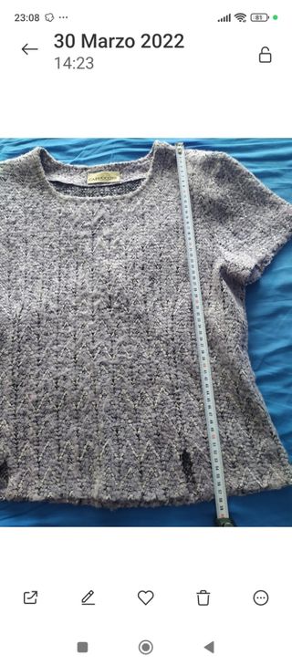 Jersey blusa, mujer-lana, manga corta