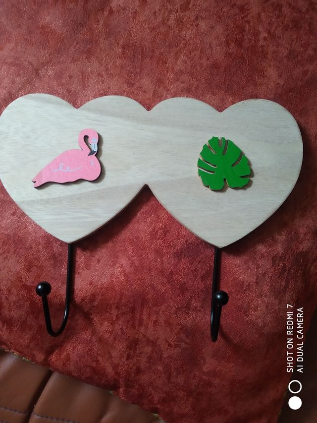 Perchero Pared  Corazón Flamenco