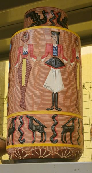 Vaso Ceramica Sarda Decorato in terracotta