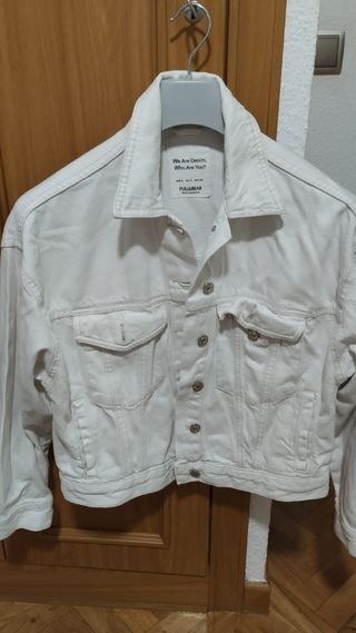 Chaqueta vaquera Pull&Bear blanca - Talla S