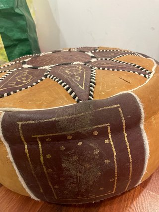 Puff marroquí piel cuero RELLENO