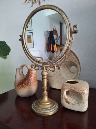 Espejo tocador bronce antiguo