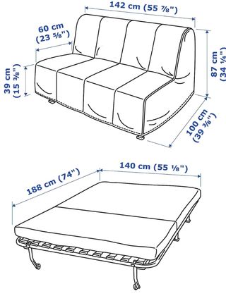Sofá cama 1,35x1,90 IKEA LYCKSELE