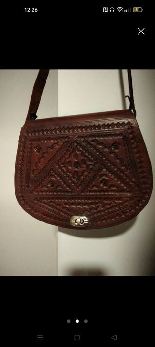 Bolso bandolera piel marrón