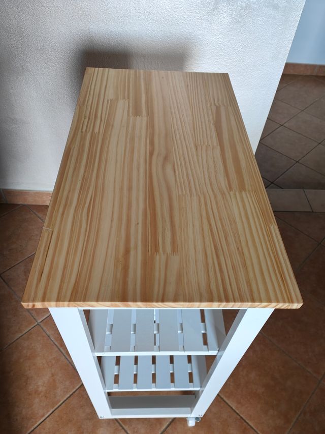 Carrello cucina bianco legno.