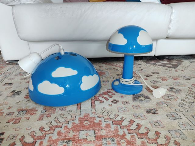2 Lámparas seta azul nubes - Dormitorio infantil