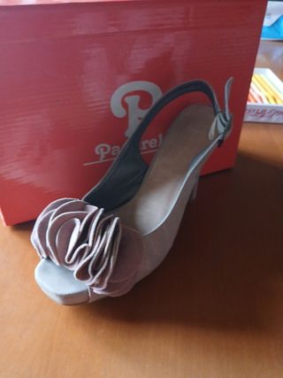 Zapatos plataforma fiesta rosa palo-malva de tacón