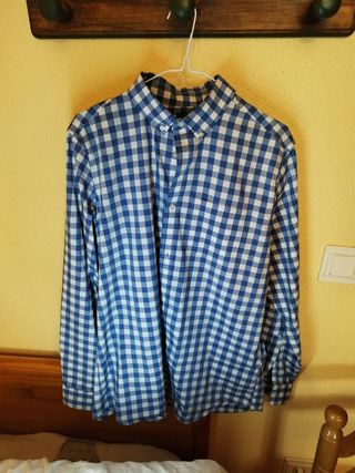 Camisa cuadros azul-blanca M