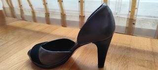 Zapatos Caramelo piel gris-negro, talla 37