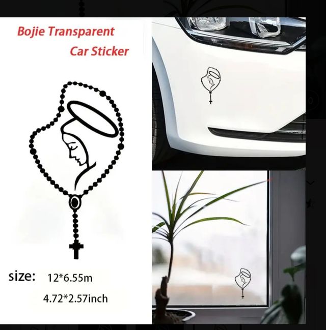 Pegatina virgen rosario roja