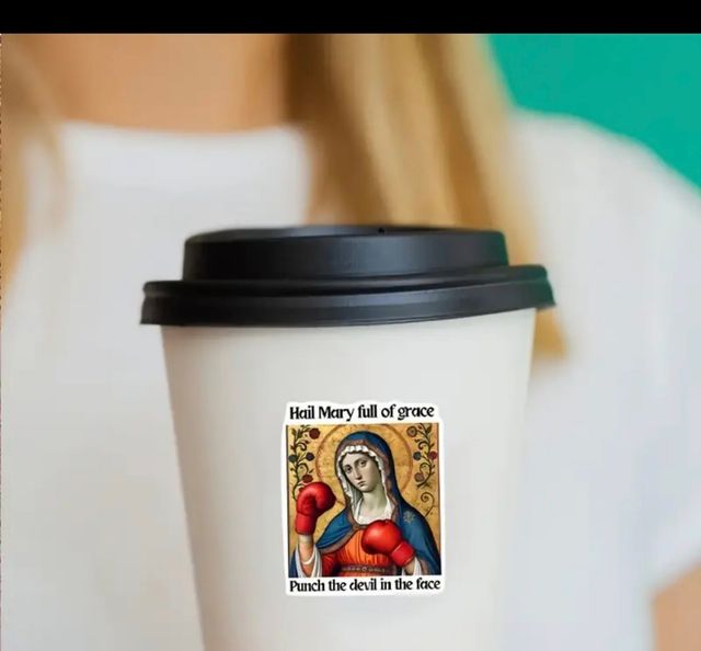 Pegatina virgen humor