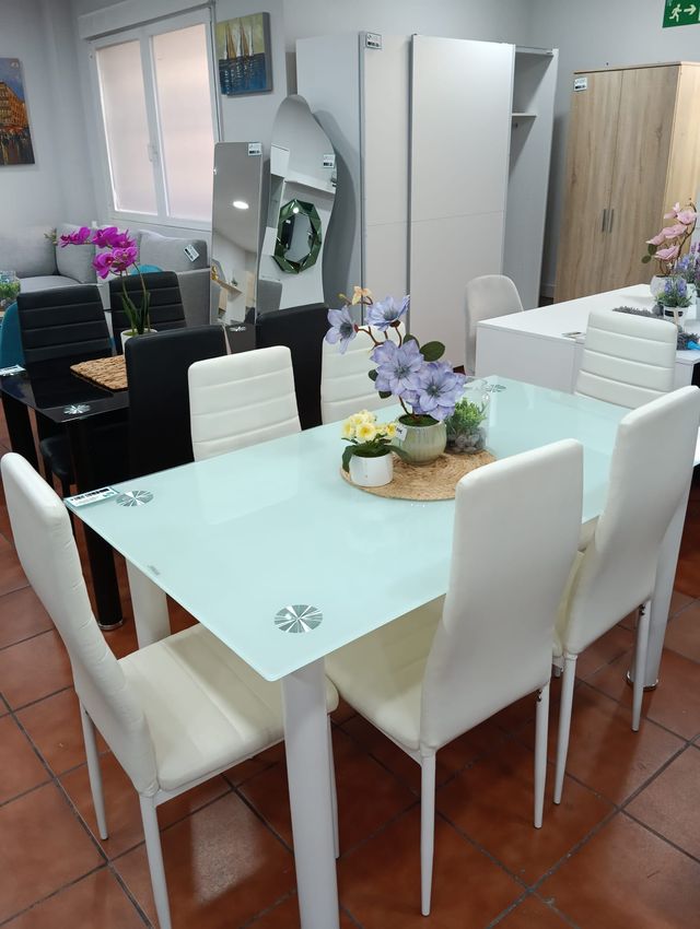 Oferta!!! Mesa con 6 sillas cristal templado