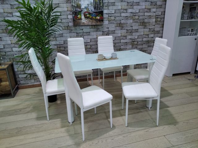 Oferta!!! Mesa con 6 sillas cristal templado
