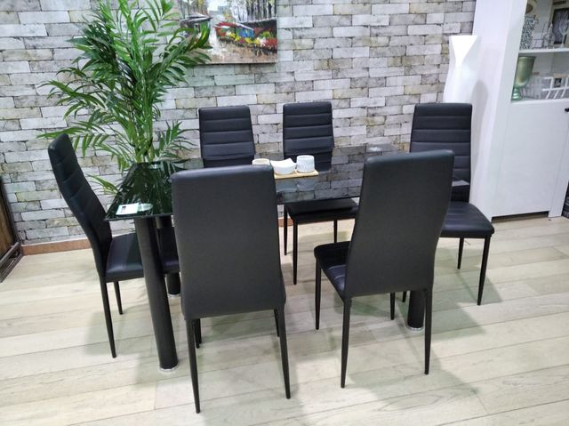 Oferta!!! Mesa con 6 sillas cristal templado
