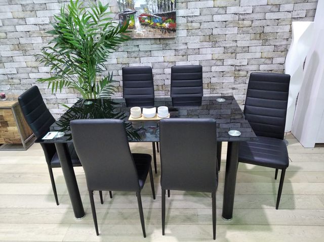Oferta!!! Mesa con 6 sillas cristal templado