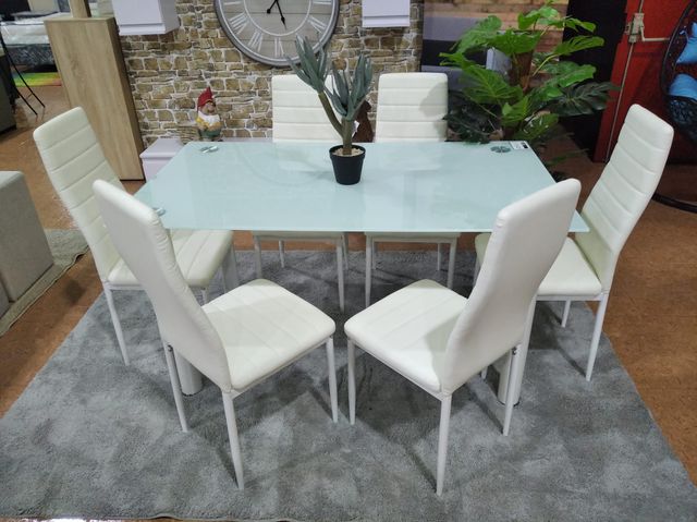 Oferta!!! Mesa con 6 sillas cristal templado