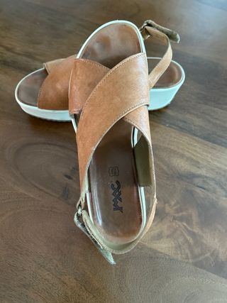 Sandalias plataforma piel marrón - Talla 38