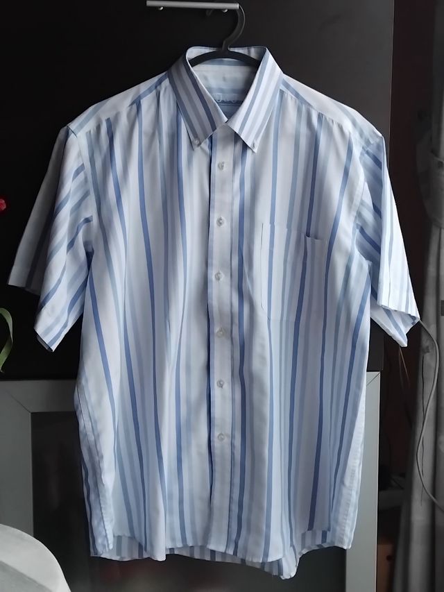 Camisa rayas azul-blanca caballero