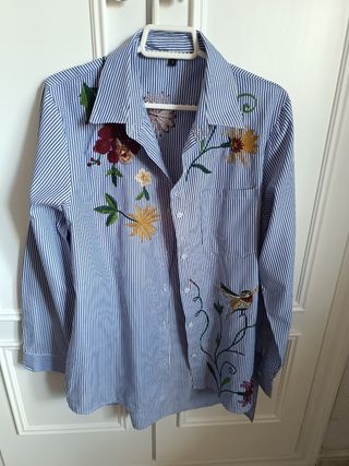 Camisa rayas azul-blanca - Talla 4