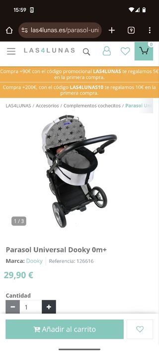 Tela Parasol Dooky 0m+ gris estrellas