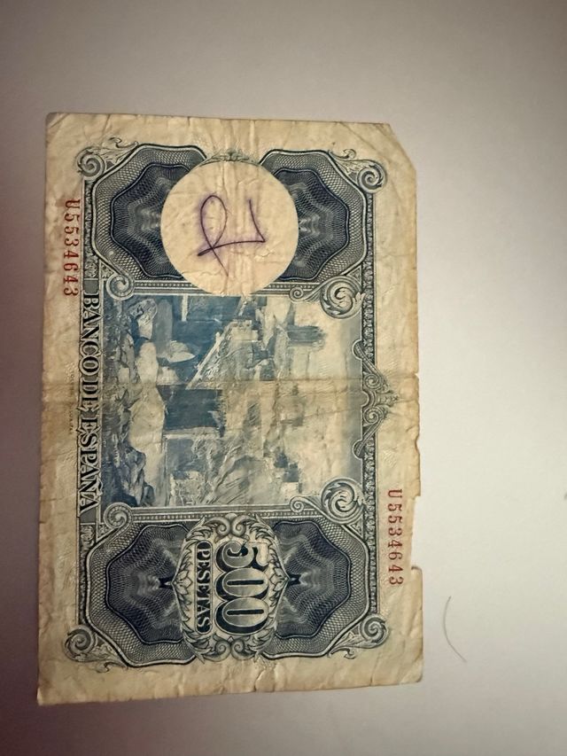 billete 500 pesetas España 1954
