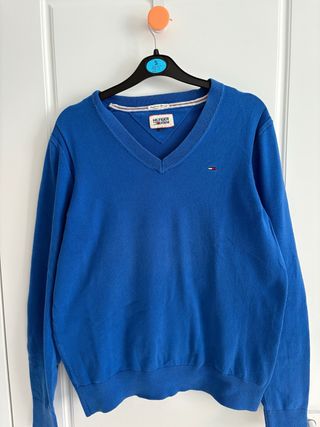 Maglione collo a V Tommy Hilfiger blu tg. M