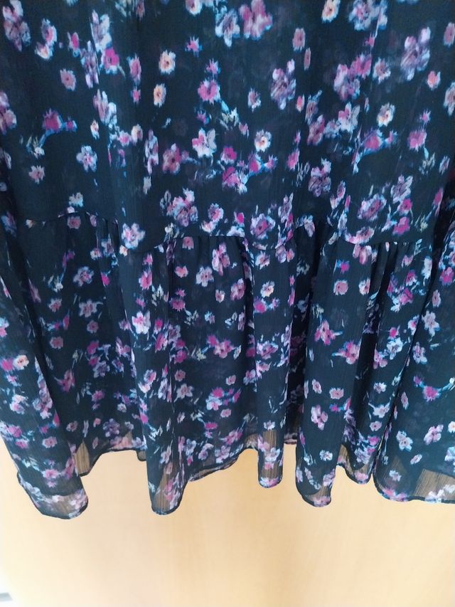 Vestido negro estampado talla S