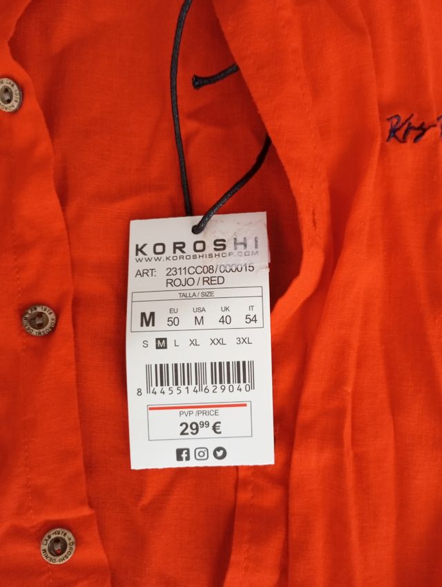 Camisa KOROSHI&CO roja - Talla M