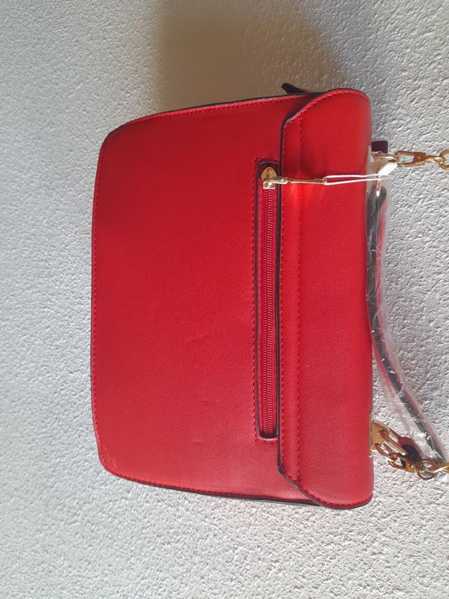 Bolso largo rojo blanco con libélula