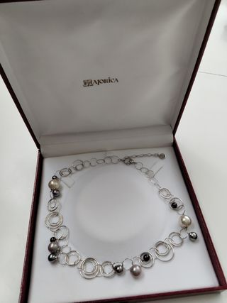 Precioso Collar Majorica perlas y plata 925 nuevo 
