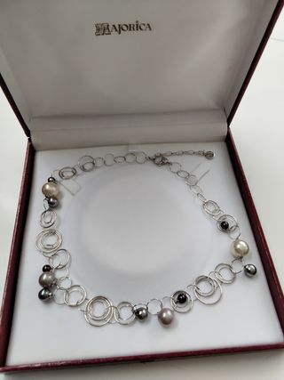 Precioso Collar Majorica perlas y plata 925 nuevo 