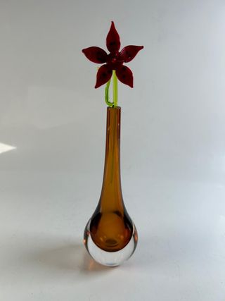 Vaso monofiore vintage in vetro sommerso