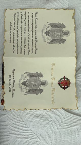 Mensaje postumo.Documento antiguo Francisco Franco