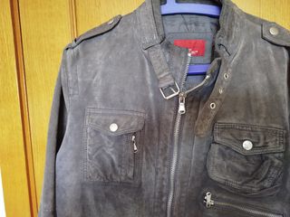 Chaqueta cuero gris Zara - Talla L